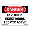 Signmission OSHA Danger Sign, 10" Height, 14" Width, Aluminum, Explosion Relief Doors Located Above, Landscape OS-DS-A-1014-L-2335